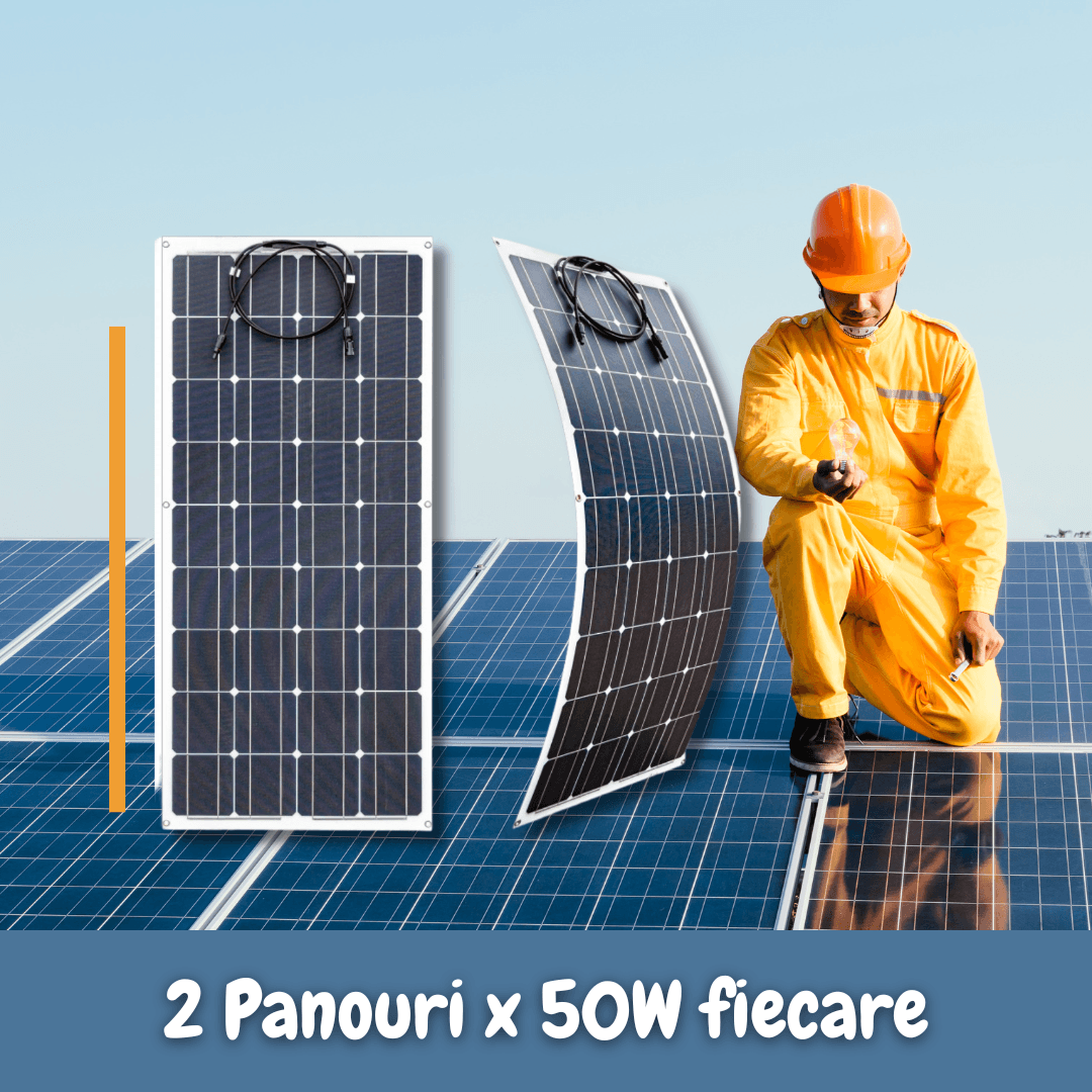 KIT Panou Solar Fotovoltaic Flexibil 100W(50W+50W) si Regulator Tensine 30A PWM - Oricare.ro
