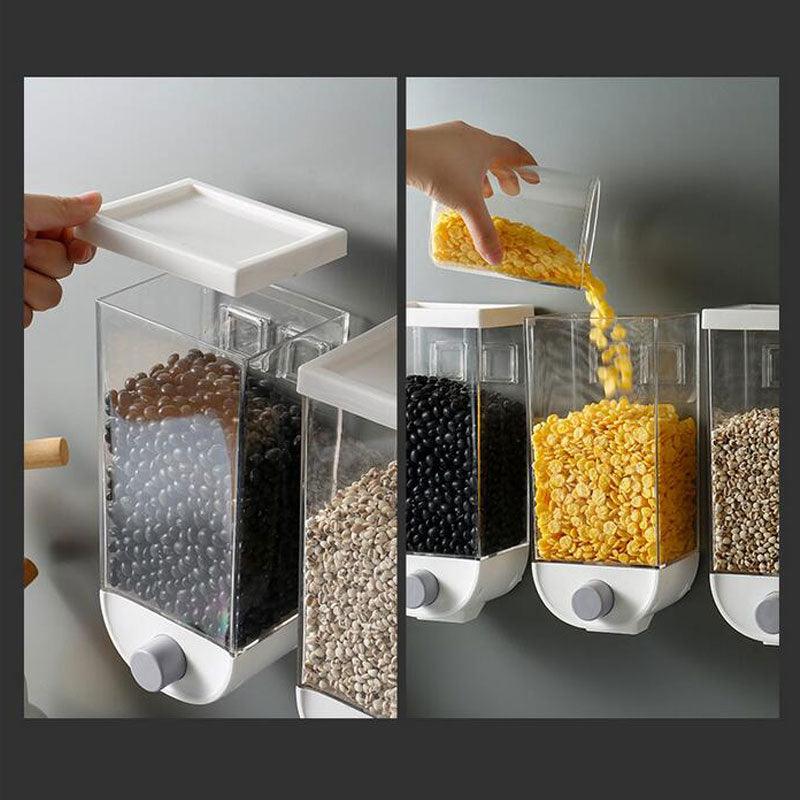 Dispenser/Dozator de cereale pentru bucatarie, cu buton dozaj, capacitate 1.5 Kg - Oricare.ro